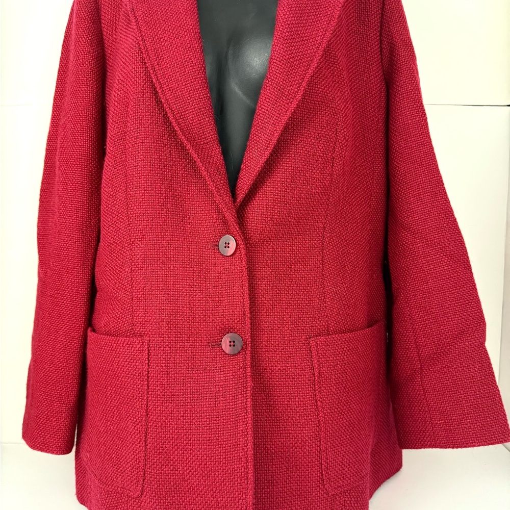 J. Jill Tweed Wool Blend Red Blazer Size Medium
